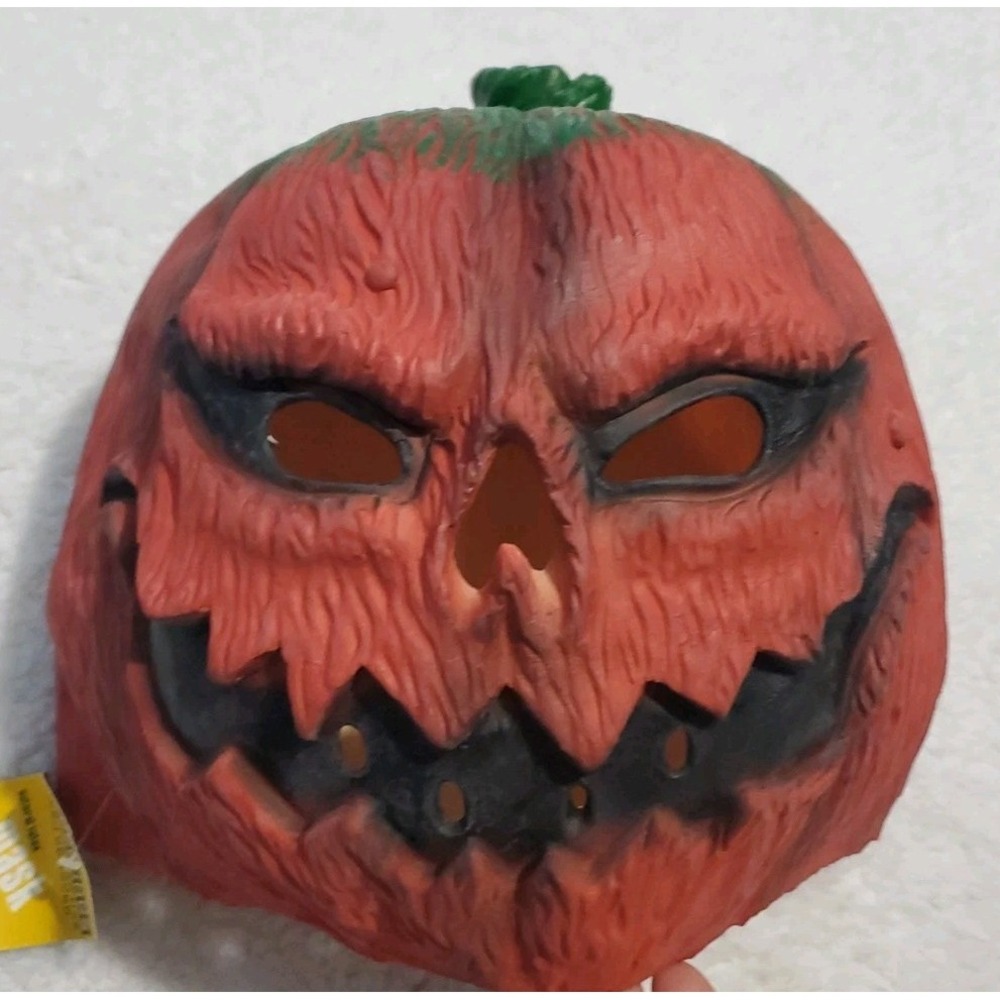 CreepyParty Pumpkin Head Mask for Adults, One Roomy Adult Size, Orange